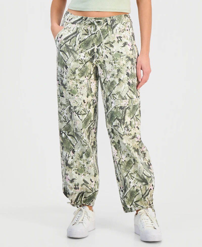 Madden Girl Juniors' Camo Printed Tie-Hem Jogger Pants