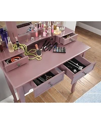 Streamdale Furniture Sanlo Wooden Vanity Make Up Table and Stool Set