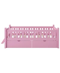 Streamdale Furniture Wood Twin Size Platform Bed with Guardrail and 2 Drawers