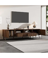 Streamdale Furniture 78" Tv Stand for TVs up to 85", Modern Entertainment Center with Soft-Close Doors, Walnut
