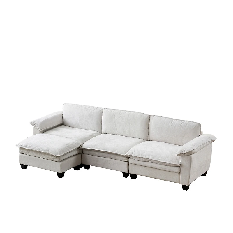 Streamdale Furniture Living Room Furniture Sofa Luxury Couch with Ottoman Soft Chenille Upholstered L Shape Sofa