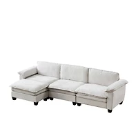 Streamdale Furniture Living Room Furniture Sofa Luxury Couch with Ottoman Soft Chenille Upholstered L Shape Sofa