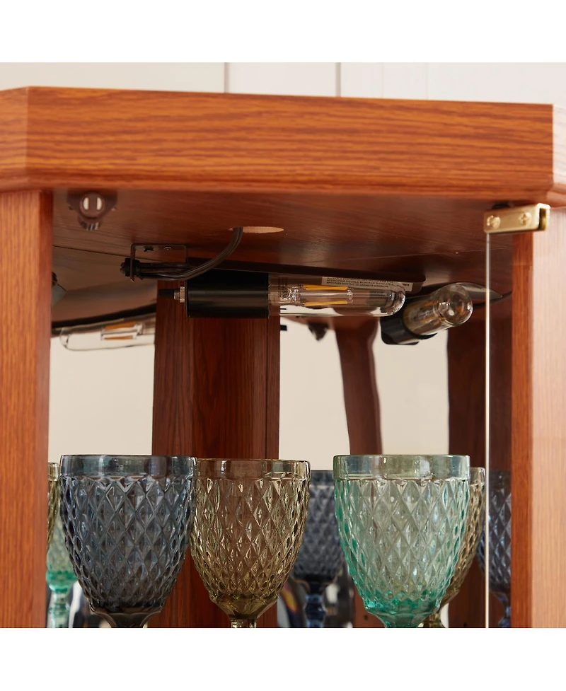 Streamdale Furniture Lighted Corner Curio Cabinet - Glass Display Case for Living Room & Bar Storage