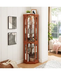 Streamdale Furniture Lighted Corner Curio Cabinet - Display Case for Living Room, Collectibles, Wine & Bar