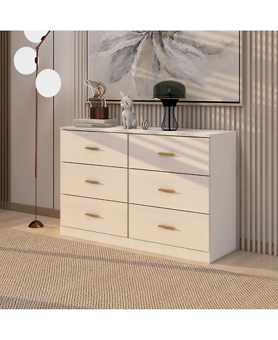 Streamdale Furniture Modern 6-Drawer Dresser - Wide Chest of Drawers for Bedroom