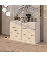 Streamdale Furniture Modern 6-Drawer Dresser - Wide Chest of Drawers for Bedroom