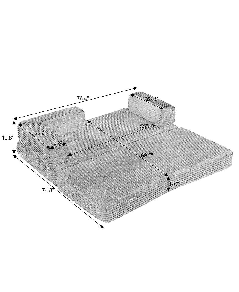 Streamdale Furniture Loveseat Sofa, Cloud Boneless Couches for Living Room, Modern Modular