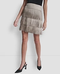 Dkny Women's Studded Fringe Mini Skirt
