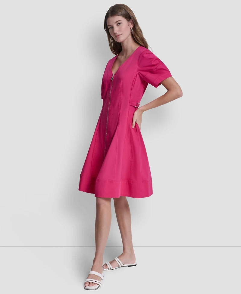 Dkny Women's Lantern Puff-Sleeve V-Neck Dress