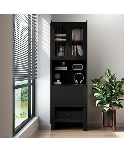 Streamdale Furniture Fold-Out Convertible Writing Table/Desk Cabinet with Shelf & Drawer