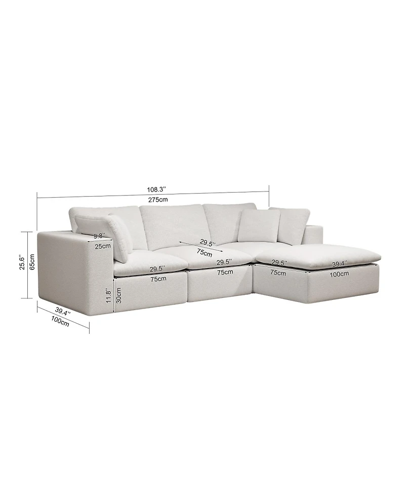 Streamdale Furniture Modular Sectional Sofa Seat, Upholstered Couch, No Assembly, 4PC Combo