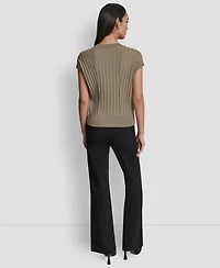 Dkny Women's Ribbed Short-Sleeve Sweater