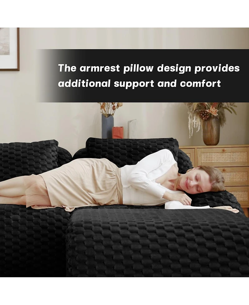 Streamdale Furniture Streamdale 82" Modern L-Shaped Flannelette Sectional Sofa, Oversized Deep Seat Couch