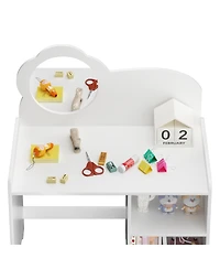 Streamdale Furniture Kids Vanity Table with Mirror, Chair & Storage