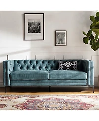 Hulala Home Wales Contemporary 84" Upholstered Button-tufted Sofa with Metal Legs