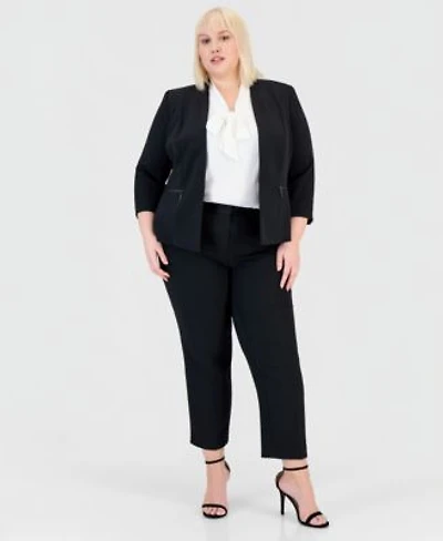 Kasper Plus Size 3 4 Sleeve Blazer Straight Leg Pants