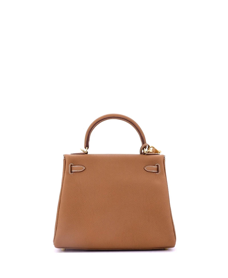 Pre-Owned HERMES Kelly 25 Handbag Brown Togo with Gold Hardware