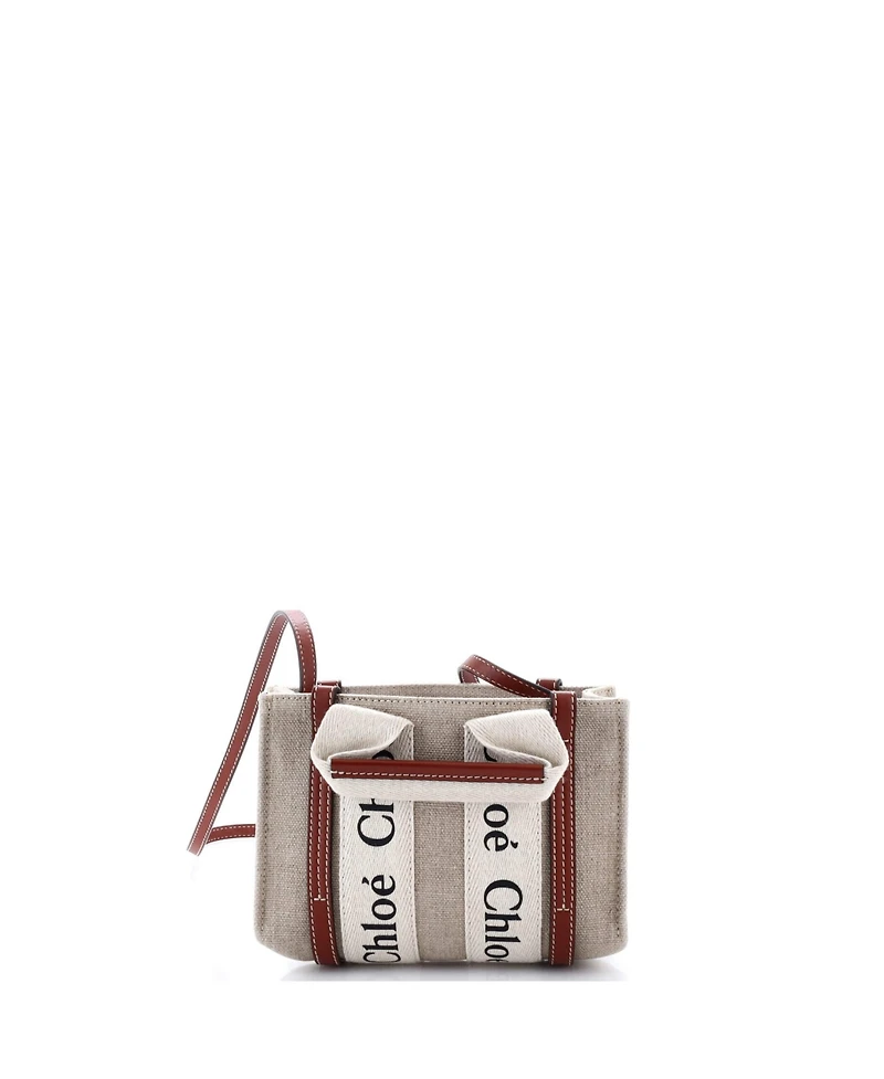 Pre-Owned Chloe Mini Woody Convertible Tote Canvas with Leather