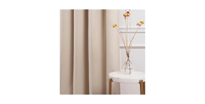 Slickblue 52x54 Inch Beige Thermal Blackout Curtain Panels, Set of 2