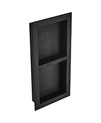 Volenca Shower Niche, Ready for Tile, 16" x 32", Double Shelf, Recessed Wall Insert, Sealed Waterproof, Square Corners, Black