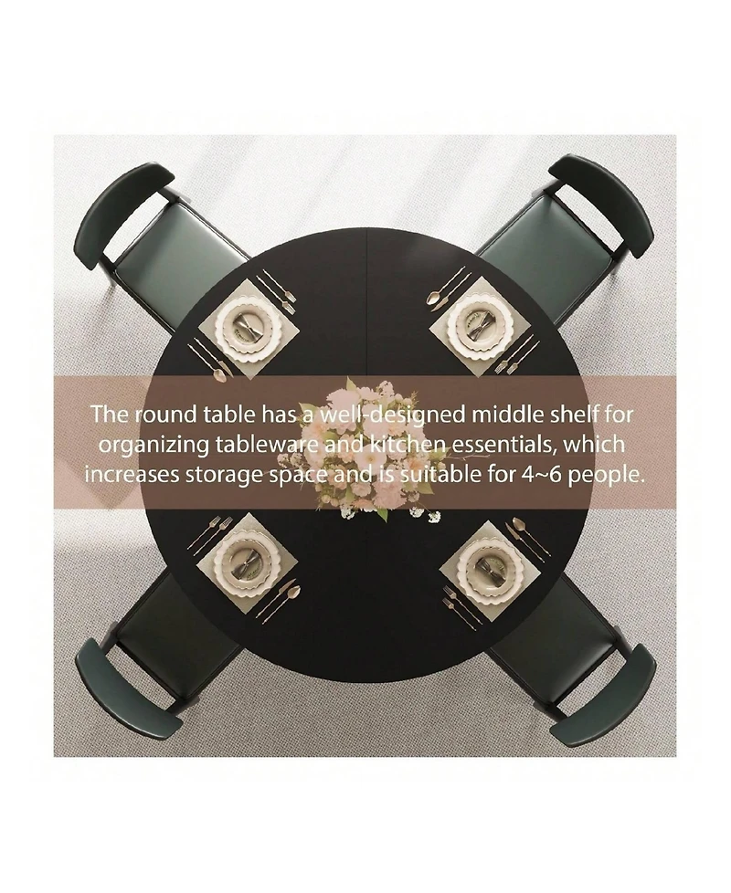 Gaomon Kitchen Table 42inch Round Farmhouse Dining Table For 4 to 6 People Rustic Wood Kitchen Table for Dining Room