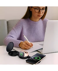Pursonic Ultimate 5-in-1 Tech Bundle: Folding Wireless Charger & Multi-Function Bedside Alarm Clock