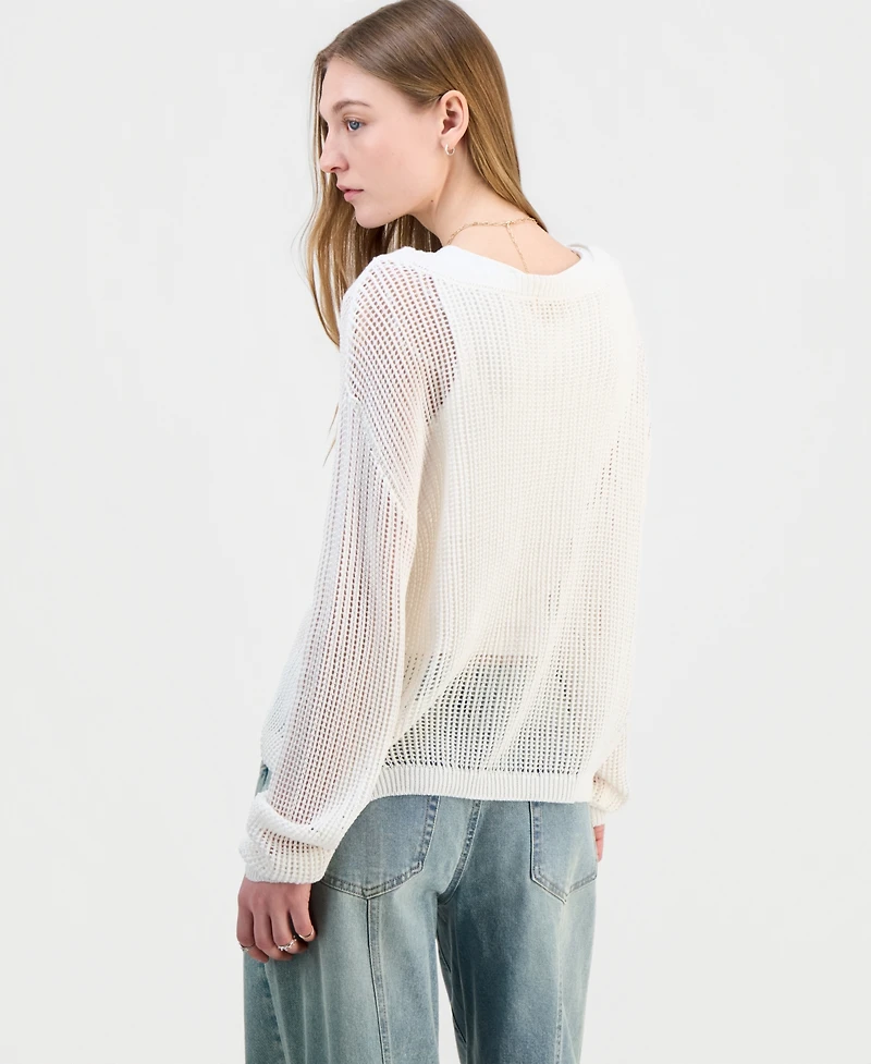 Ultra Flirt Juniors' Icon Open-Knit Sweater