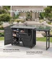 Streamdale Furniture 78.3" Outdoor Kitchen Island with Foldable Grill Table.