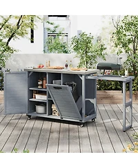 Streamdale Furniture 78.3" Outdoor Kitchen Island with Foldable Grill Table.