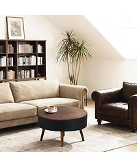 Streamdale Furniture 31.5" Round Coffee Table with Storage & Engraved Top