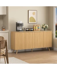 Streamdale Furniture Sideboard Buffet Cabinet with Storage, 4 Doors, Wood Credenza Console Coffee Bar Cabinets
