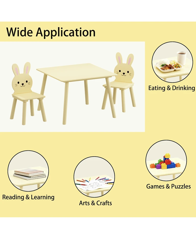 Streamdale Furniture Kids Table and Chair Set with 2 Bunny Chairs