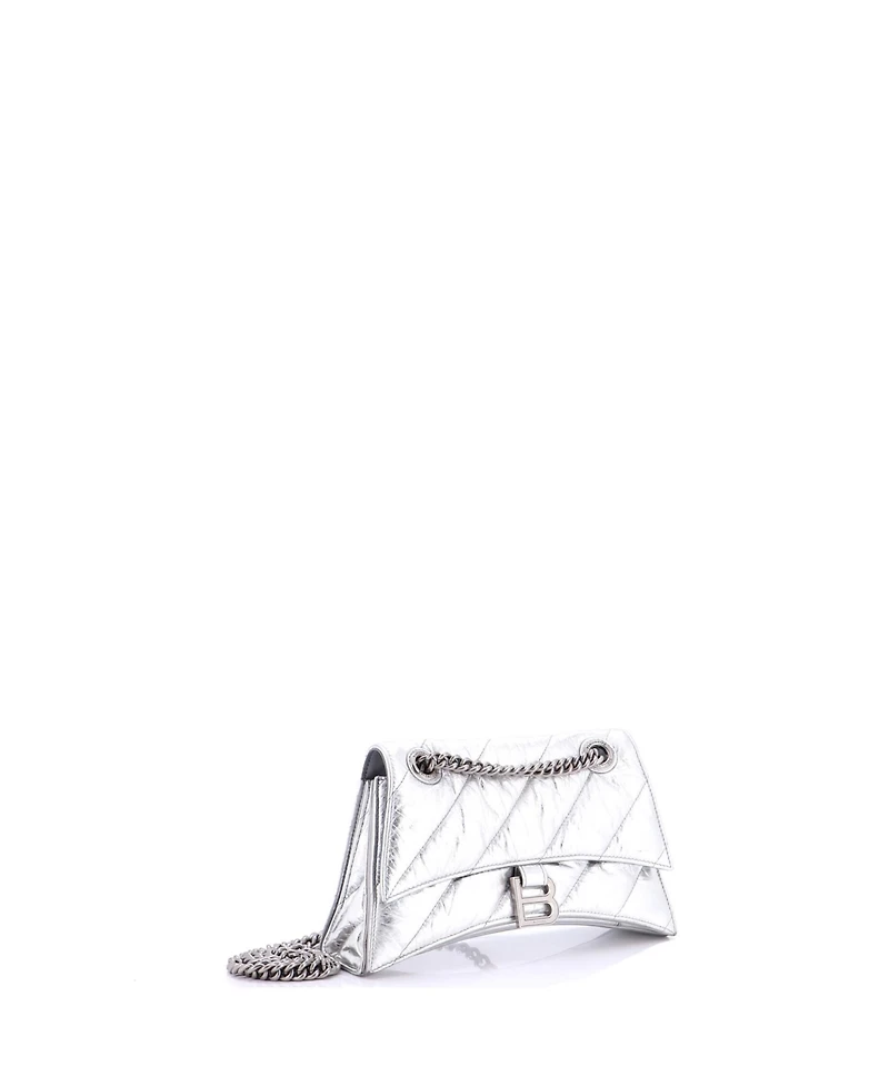 Pre-Owned Balenciaga Small Crush Chain Flap Bag Quilted Crushed Calfskin