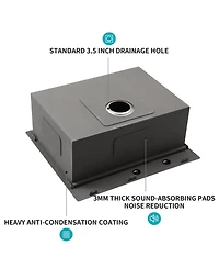 flynama 28x22x10inch Drop In Kitchen Sink Stainless Steel Workstation Single Bowl 16 Gauge Topmount