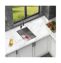 flynama 15x17x9 Inch Undermount Stainless Steel Kitchen Sink 16 Gauge 304 Single Bowl With Drain Assembly