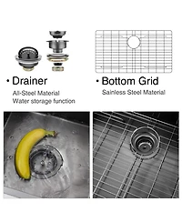 flynama huluwat 32x19x10inch Gunmetal Black Undermount Workstation Kitchen Sink Stainless Steel 18 Gauge