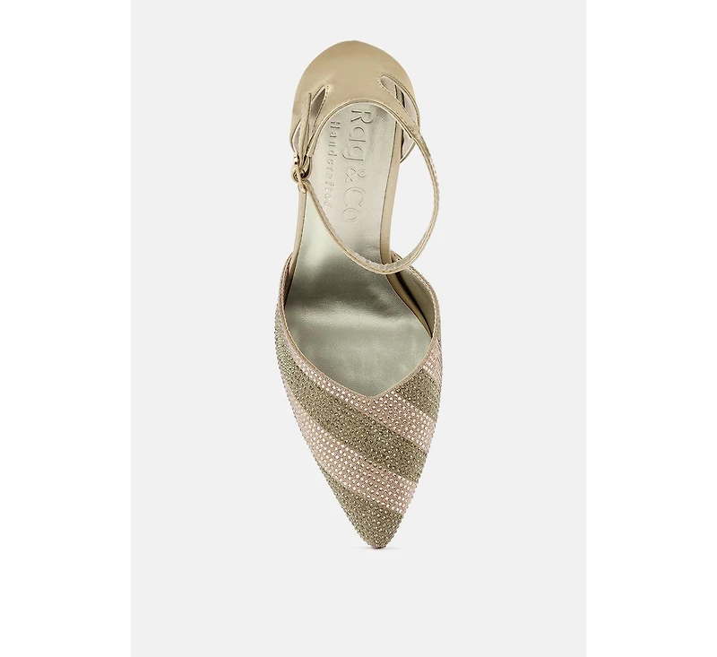 Nobles Womens Rhinestone Patterned Stiletto Sandals