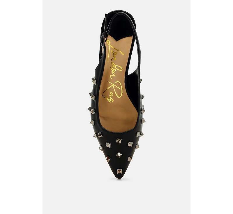 Hegron Stud Embellished Kitten Heels