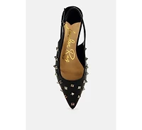Hegron Stud Embellished Kitten Heels
