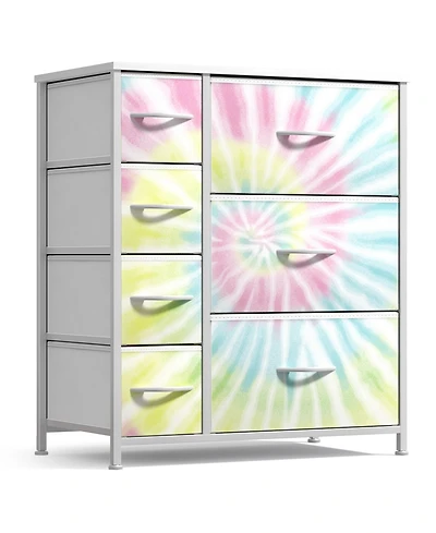 Sorbus Dresser with 7 Drawers - Storage Chest Organizer Steel Frame, Wood Top, Handles, Fabric Bins