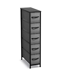 Sorbus Narrow Dresser with 5 Drawers - Steel Frame, Wood Top & Easy Pull Fabric Bins