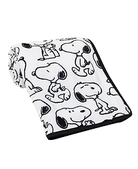 Lambs & Ivy Classic Snoopy Minky and Sherpa Baby Blanket - White/Black