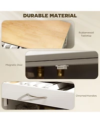 Homcom Bar Cart Rolling Kitchen Island on Wheels with Wine Rack