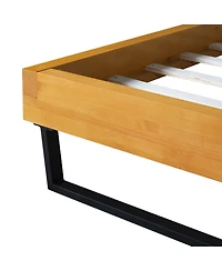 Streamdale Furniture Pine Wood & Iron Bed Frame - Modern Industrial