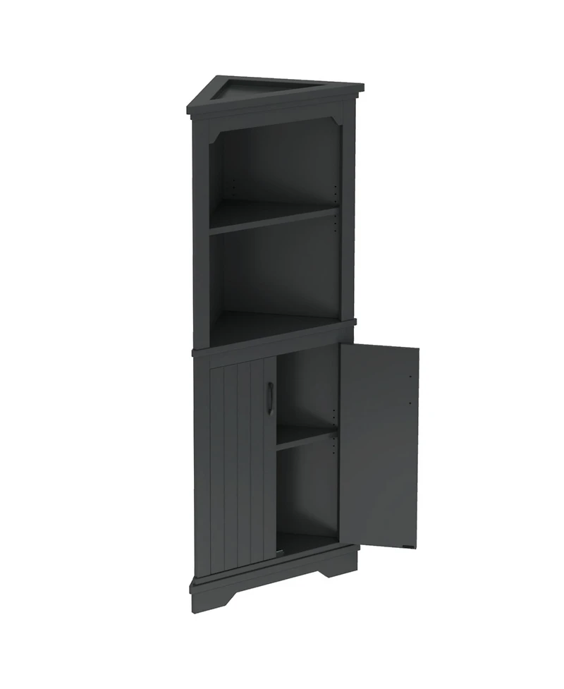 Streamdale Furniture Tall Black Corner Cabinet with Doors