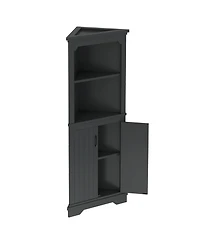 Streamdale Furniture Tall Black Corner Cabinet with Doors