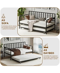 Streamdale Furniture Twin Daybed with Trundle - Metal Frame, Space Saving