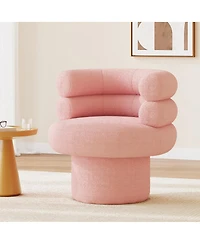 Streamdale Furniture 360° Pink Swivel Accent Chair for Living Room, Bedroom, or Small Space