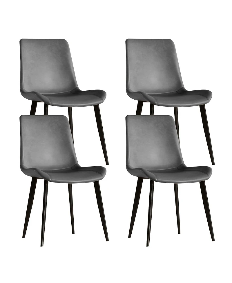 Streamdale Furniture Streamdale Dining Chairs Set of 4, Modern Pu Leather Metal Dining Chairs - Gray