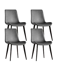 Streamdale Furniture Streamdale Dining Chairs Set of 4, Modern Pu Leather Metal Dining Chairs - Gray